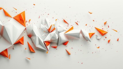 Poster - This abstract illustration features dynamic white and orange geometric shapes. The design creates a modern and vibrant aesthetic suitable for various creative projects.