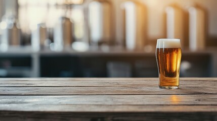 Poster - Industrial brewery setting with craft beer on table
