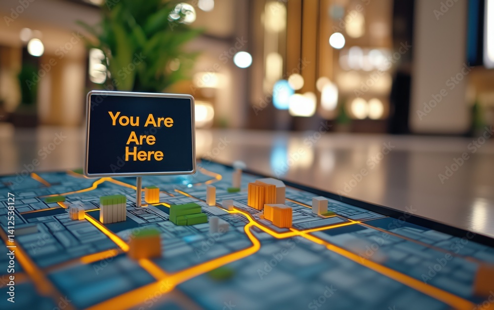 Interactive Digital City Map with Location Indicator Stock Photo ...