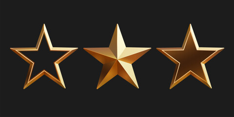 Wall Mural - star set award, gold stars on black background. Vector illustration