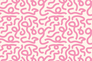 a modern seamless pattern of abstract squiggles in pink on a cream background. great for textiles, p