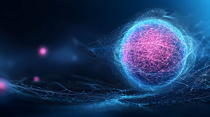 Fototapete - Abstract Glowing Sphere In Digital Artistic Design