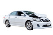 © ISENGARD - Car crash, Side view of white sedan car get damaged by accident on the road. damaged cars after collision. isolated on transparent background, PNG File