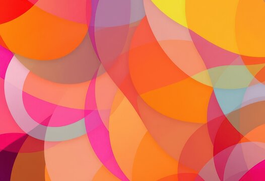 Overlapping gradients in vibrant hues form a dynamic abstract geometric pattern, contemporary, illustration