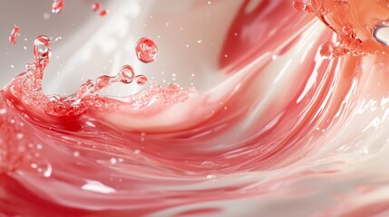 Poster - Fluid movement of pink liquid creates beautiful splashes and ripples in a dynamic composition