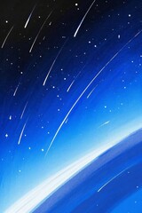 Wall Mural - a close up of a painting of a blue sky with stars