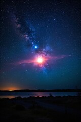 Wall Mural - a view of a bright star filled sky with a bright star in the middle