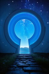 Wall Mural - a view of a doorway leading to a starry sky