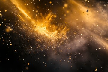Poster - Explosive display of golden particles creating an energetic and vibrant atmosphere