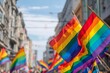 © Marcos Kulenkampff - A vibrant parade of pride flags celebrates love and equality within a bustling city street.