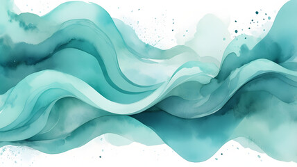Poster - serene aqua rhythms: fluid watercolor strokes create a captivating visual symphony, with a serene aq