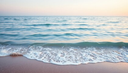 Wall Mural - serene ocean, pastel waves gently lapping shore, wave, color