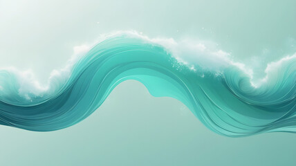 Poster - ocean's abstract embrace: an ethereal, flowing representation of a wave, its crest shimmering with l