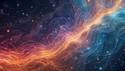 Poster - Dynamic energy flow abstract art digital space visual composition cosmic environment artistic perspective conceptual design for creative inspiration