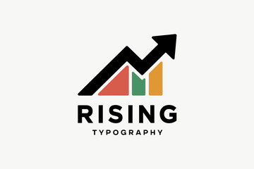 Poster - stylish rising graph logo with upward arrow and colorful bars design