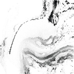 Wall Mural - Abstract wave halftone pattern. Black and white vector illustration	