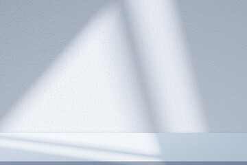 Aufkleber - Blue Background Studio with Gradient White Light on Podium stage for Product Display Present,Empty Backdrop wall texture with abstract sun light on floor concrete in pastel blue tone color for Winter.