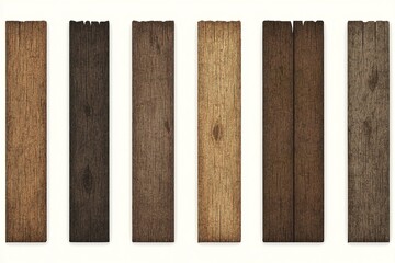 Poster - Different shades of wooden planks arranged in a row showcasing natural textures and colors in a minimalistic style