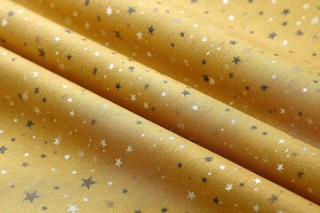 Poster - Golden star-patterned fabric draped elegantly showcasing its shiny surface and rich texture