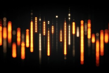 Poster - Colorful sound wave visual representation with blurred lights in warm tones at night