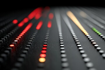 Poster - Bright lights and patterns create mesmerizing visuals in a darkened space during a tech exhibition