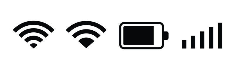 Poster - Phone network WIFI battery icon symbol. hone iOS notification bar symbol. vector illustration.