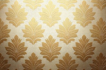 Poster - Elegant golden leaf pattern on textured fabric in a bright interior setting