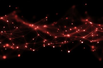 Fototapete - Abstract red and black digital art showcasing glowing points and interconnected lines representing data flow