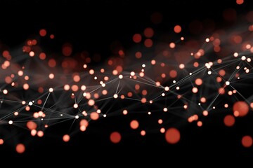Fototapete - Colorful abstract visualization of data points and connections resembling a network at night