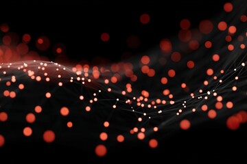 Fototapete - Abstract pattern of glowing red and white dots creates a dynamic visual effect against a dark background