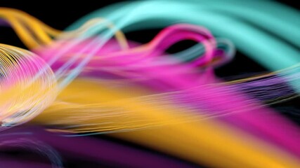 Poster - Abstract Colors Flow: A mesmerizing, artistic, vibrant blend of colored threads cascade and swirl, capturing the essence of fluidity, motion, and visual delight. 