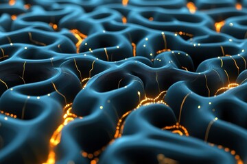 Leinwandbilder - Exploring intricate patterns and glowing lines on a textured surface at night