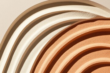 Aufkleber - Abstract arches of light beige and terracotta