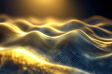 Poster - Golden waves of light create a mesmerizing abstract landscape at dusk