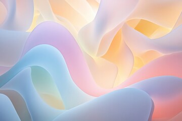 Poster - Colorful abstract waves blend seamlessly in a soft pastel palette to create a serene atmosphere