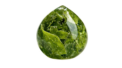 Aufkleber - Lush green leaves encased in clear resin droplet on a black background for artistic and natureinspired designs