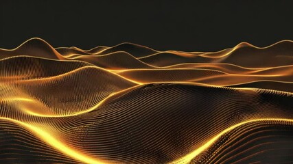 Poster - abstract golden waves mesmerizing landscape of smooth curves and flowing lines evoking tranquility a