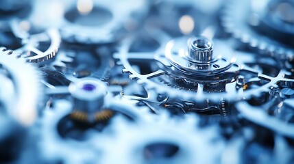 Leinwandbilder - Macro shot of intricate metallic gears and cogs showcasing mechanical design : Generative AI