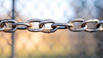Aufkleber - Rusty Chains Close Up Against Blurry Outdoor Background : Generative AI