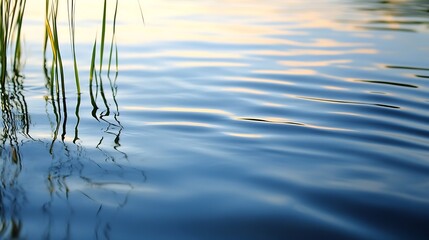 Poster - Gentle rippling water surface reflecting light and peaceful nature vibes : Generative AI