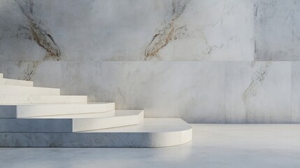 Leinwandbilder - Minimalist Concrete Staircase with Elegant Marble Wall Design : Generative AI