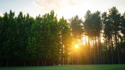Leinwandbilder - Sunlight Filtering Through Lush Green Trees in a Beautiful Forest : Generative AI