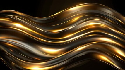 Poster - stunning abstract background of shiny golden waves luxurious blend of smooth curves and metallic ele