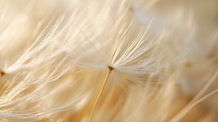 Poster - Delicate close up of soft dandelion seeds illuminated by warm sunlight in nature's beauty : Generative AI