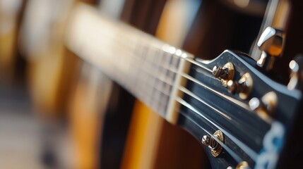 Poster - Acoustic guitar body and strings captured in detail highlighting craftsmanship and music : Generative AI