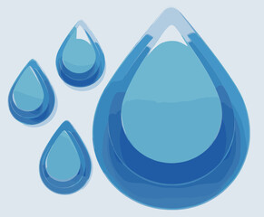 Poster - 3D Rendering of Water Droplets Forming a Group Pattern Illustration on Light Background