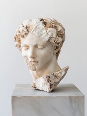 Poster - Artistic Marble Sculpture Headpiece Reflecting Ancient Greek Beauty : Generative AI
