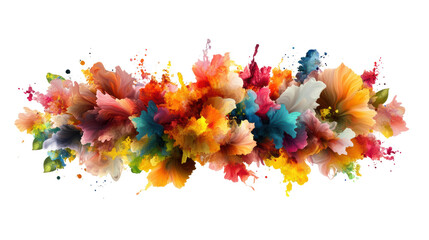 Aufkleber - Vivid colorful floral abstract design with dynamic splashes and vibrant petals on a black background