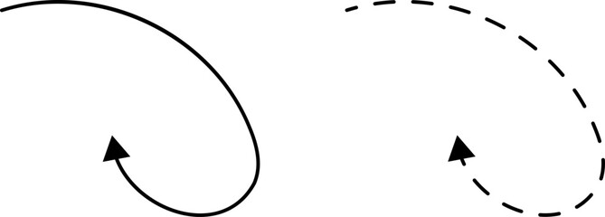 Poster - Hand drawn dotted arrows. Hand drawn freehand different curved lines, swirls arrows. Curved arrow line. Doodle, sketch style. Isolated Vector illustration.