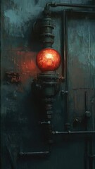 Poster - A simple illustration of a light source on a wall, suitable for use in interior design or decorative contexts.